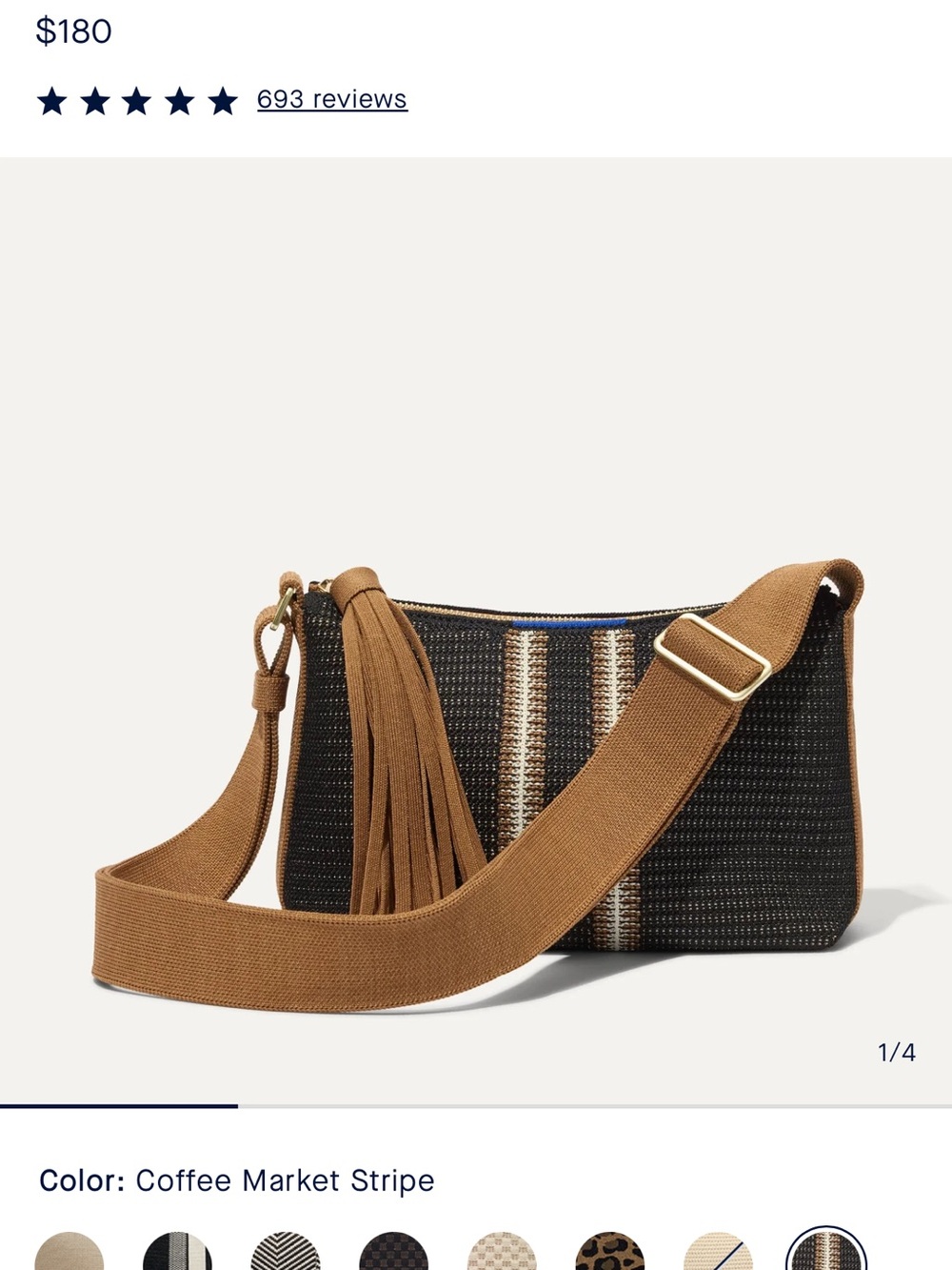 Rothy’s Casual Crossbody Coffee Market Stipe